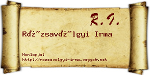 Rózsavölgyi Irma névjegykártya